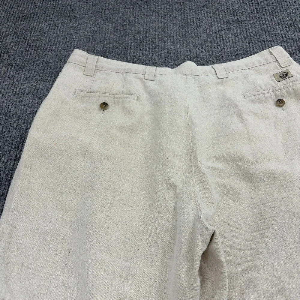 Dockers Shorts Mens 38 Beige Linen Cotton Pleated Casual Summer Classic Style